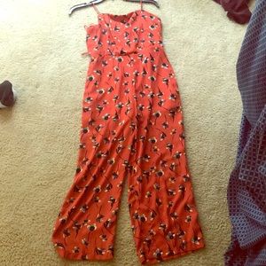 Orange floral jumpsuit